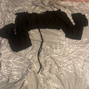 black cropped dress shirt